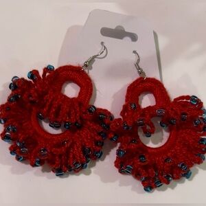 Red and blue earrings